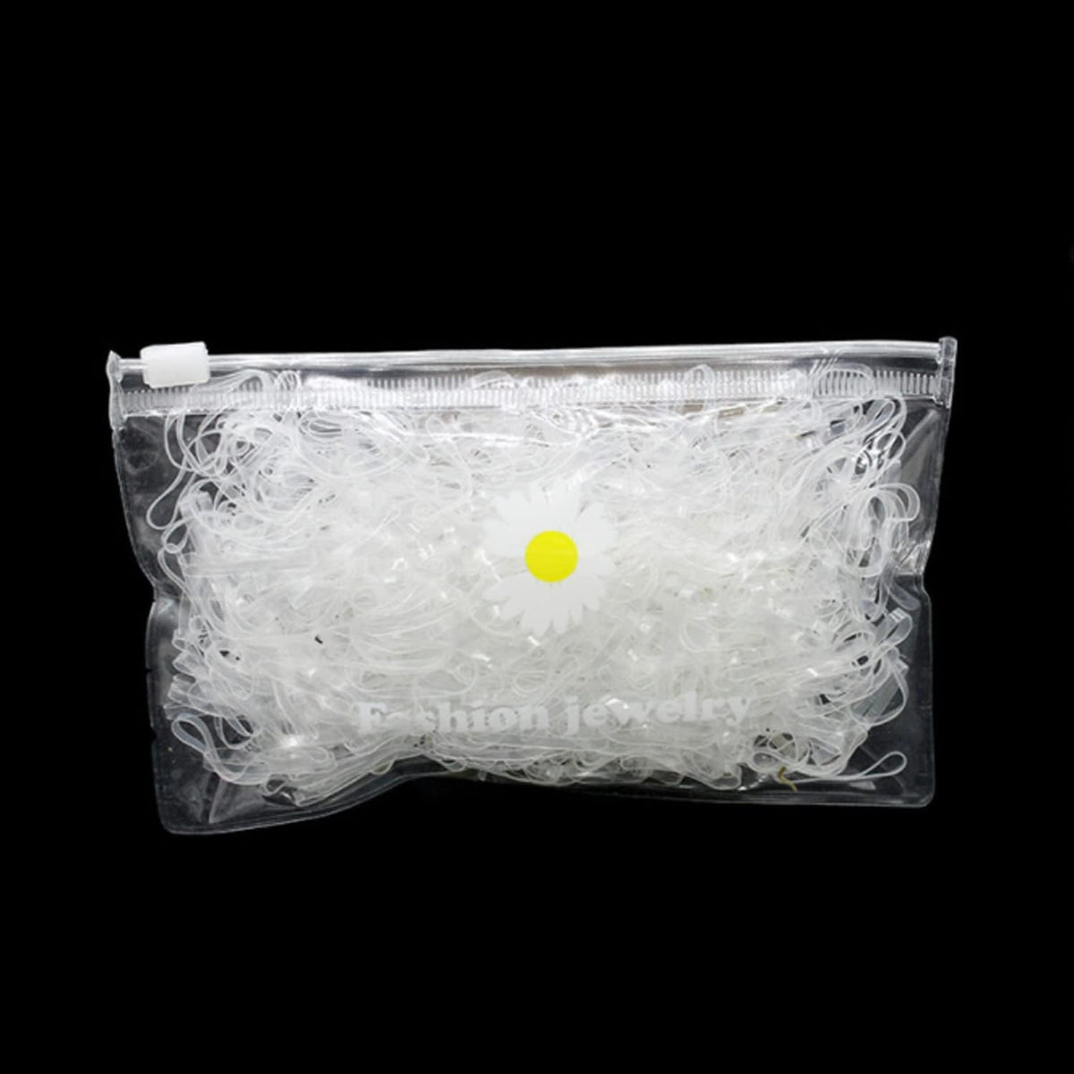 Bag of clear mini hair elastics
