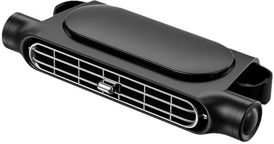 Black rechargeable car headrest fan with adjustable mount
