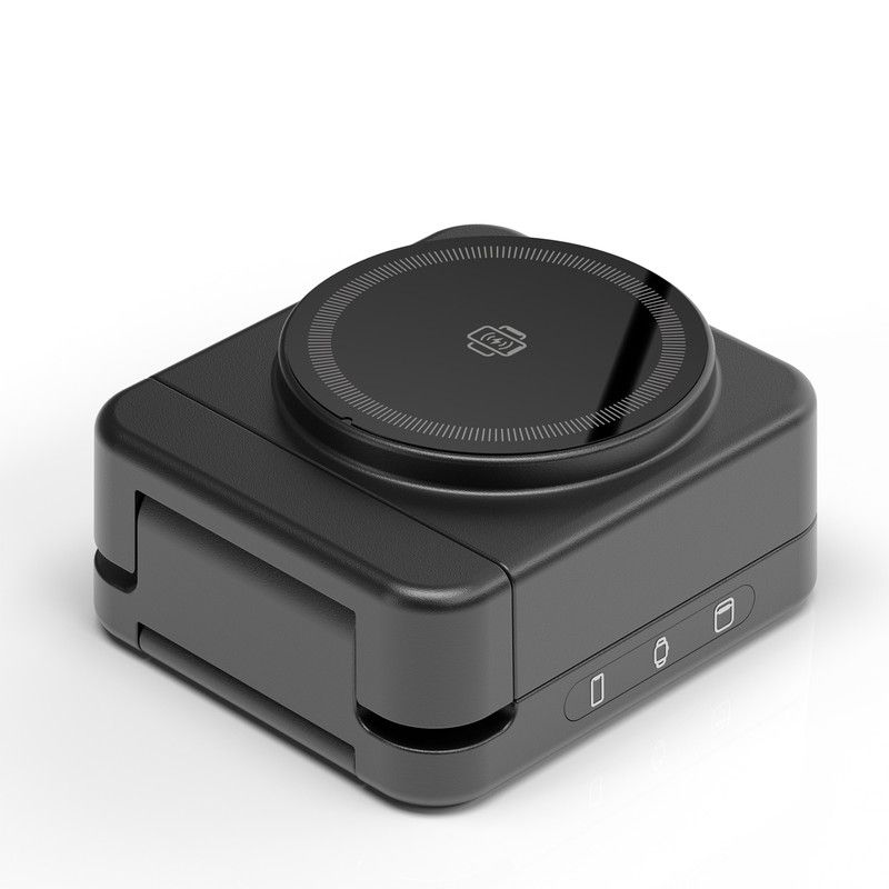 Black foldable wireless charging dock folded flat