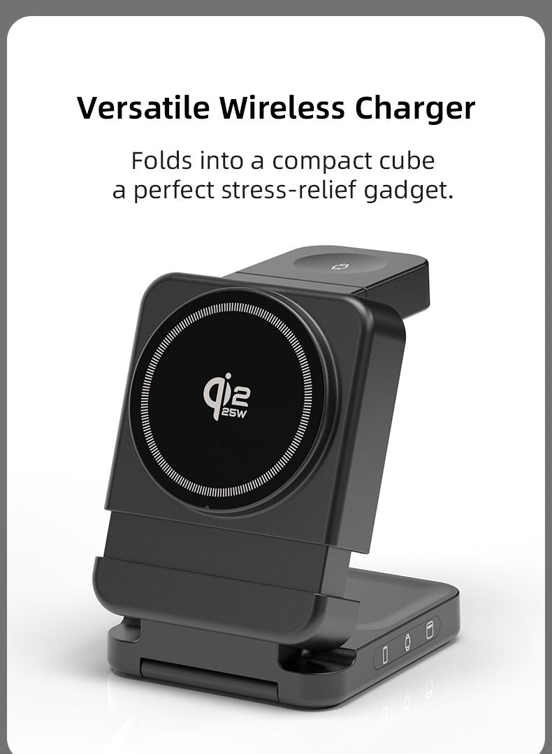 Black charging dock in folded and unfolded positions