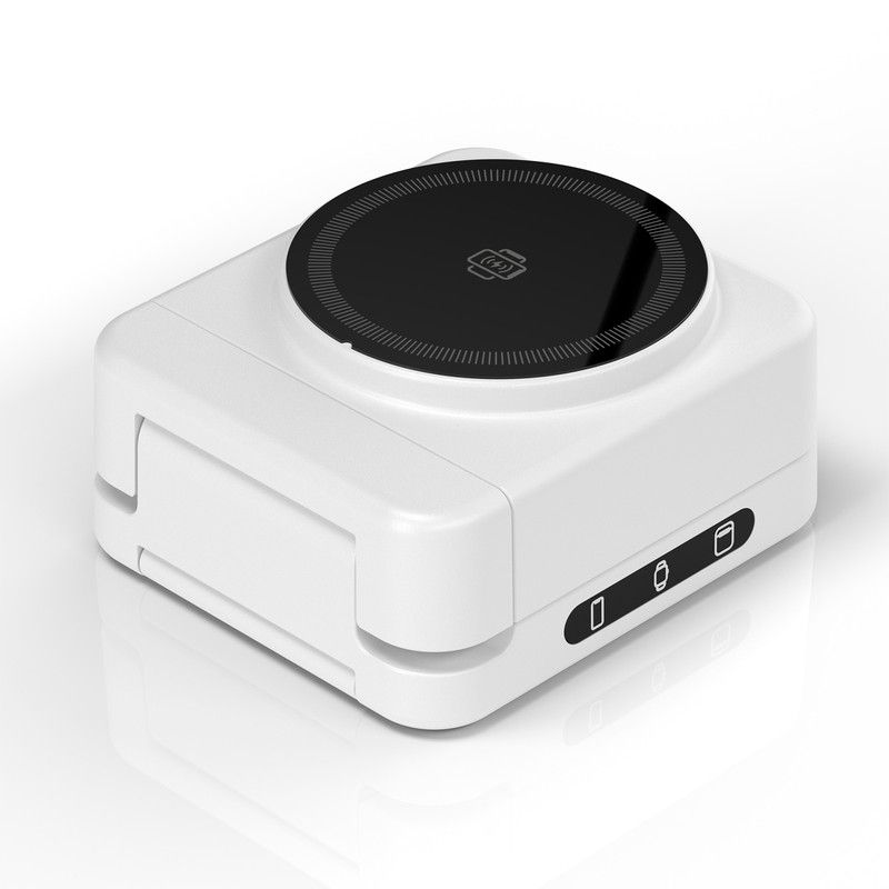 White foldable wireless charging dock folded flat