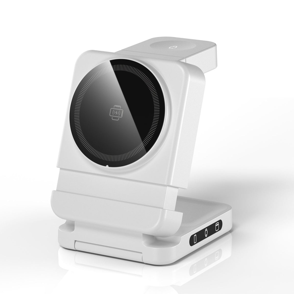 White 3-in-1 wireless charging dock unfolded