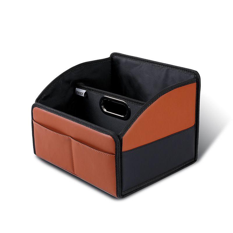 black-brown foldable PU leather car boot organiser