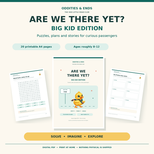 Big Kid Edition printable road trip pack for ages 8 to 12 with puzzle previews