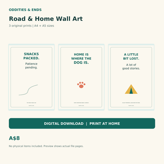 Actual printable pages from the Oddities & Ends wall-art digital download; no physical items included